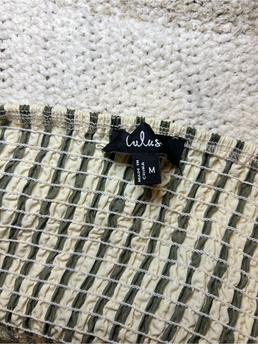 Lulus Yamila Olive Striped Textured Cutout Mini Dress Green - Size M - Picture 5 of 5
